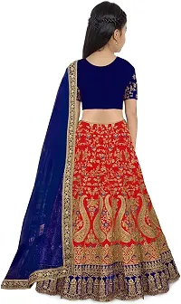 Femisha Creation Girls Satin Lehenga Choli (5-6 Years, Red)-thumb1