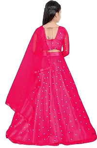 Femisha Creation Girl's Net Semi-Stitched Lehenga Choli Width Dupatta (10-11 Years, Pink)-thumb1