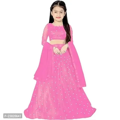 Femisha Creation Girls Soft Net Latest Embroidered Lehenga Choli (4-5 Years, Baby Pink)