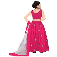 Femisha Creation Girl's Silk Semi-Stitched Lehenga Choli (4-5 Years, Pink)-thumb1