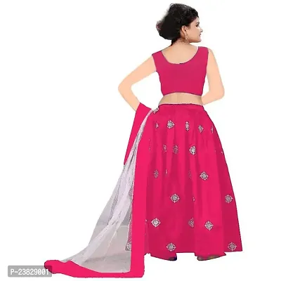 Femisha Creation Girl's Silk Semi-Stitched Lehenga Choli (4-5 Years, Pink)-thumb2