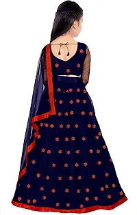 Femisha Creation Kids Net Embrodaried Semi Stitched Lehenga Choli With Dupatta (5-6 Years, Blue)-thumb1