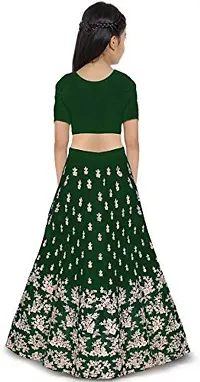 Femisha Creation Girls Embroidered Lehenga, Choli and Dupatta Set (8-9 Years, Green)-thumb1