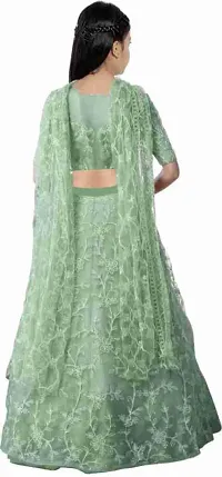 Femisha Creation Girls Net Heavy Work Wedding Semi Stitched Lehenga Choli With Dupatta Set (11-12 Years, Pista)-thumb1