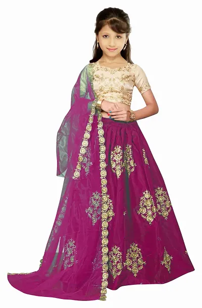 Taffeta Satin Heavy Work Girl's Traditional Semi Stitched Lehenga Choli