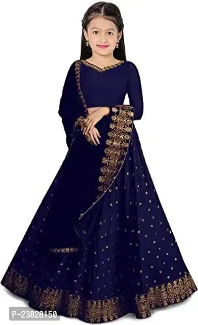 Femisha Creation Girls Lehenga Choli (10-11 Years, Navy Blue)