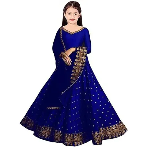 Femisha Creation Satin Embroidered Girls Lehenga Choli