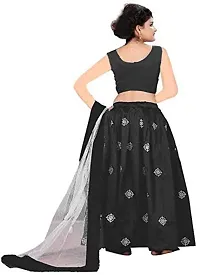 Femisha Creation Girl's Silk Semi-Stitched Lehenga Choli (3-4 Years, Black)-thumb1