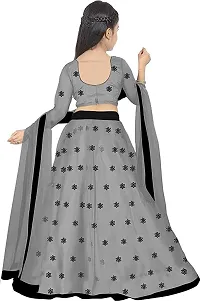 Femisha Creation Kids Net Embrodaried Semi Stitched Lehenga Choli With Dupatta (11-12 Years, Grey)-thumb1