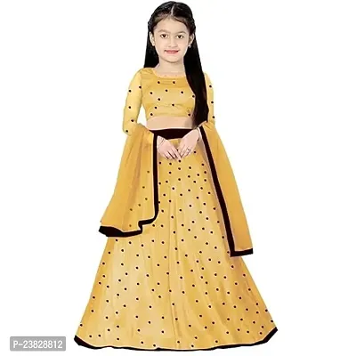 Femisha Creation Girls Soft Net Latest Embroidered Lehenga Choli (13-14 Years, Yellow)