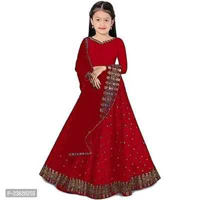 Femisha Creation Girls Lehenga Choli (8-9 Years, Red)