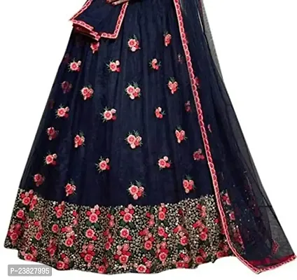 Femisha Creation Girl's Silk Semi Stitched Lehenga Choli (FC_K_Alexa_Navy Blue_7 Years-8 Years)-thumb2