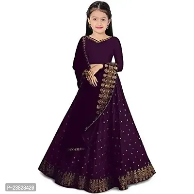 Femisha Creation Girls Lehenga Choli (6-7 Years, Purple)-thumb0