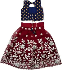 Femisha Creation Kids Baby Girl's Net Readymade Lehenga Choli (3-4 Years, Maroon)-thumb1