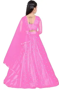 Femisha Creation Girl's Net Semi-Stitched Lehenga Choli Width Dupatta (10-11 Years, Baby Pink)-thumb1