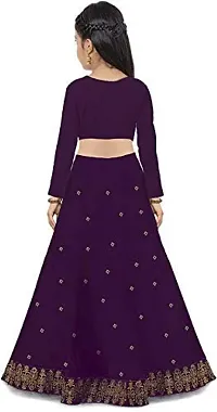 Femisha Creation Taffeta Satin Semi stitch girls lehenga choli (6-7 Years, Purple)-thumb1