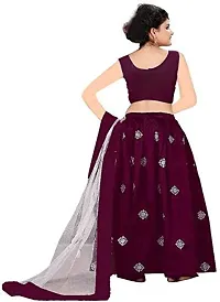 Kids Girl's Embroidered Taffeta silk Semi-Stitched Beautiful Trending Designer Wear lehenga choli for girls 3-15 years Ethnic Wear Chaniya choli for kids girls (10-11 Years, Purple)-thumb1