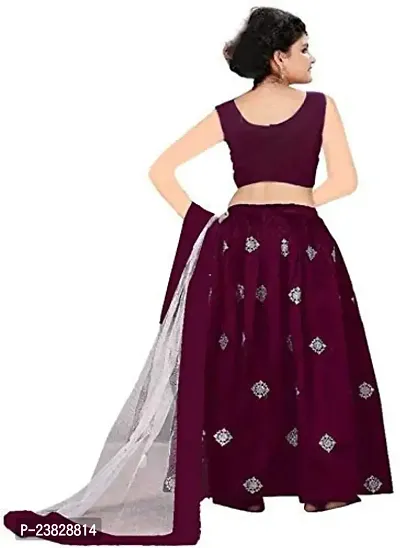 Kids Girl's Embroidered Taffeta silk Semi-Stitched Beautiful Trending Designer Wear lehenga choli for girls 3-15 years Ethnic Wear Chaniya choli for kids girls (10-11 Years, Purple)-thumb2