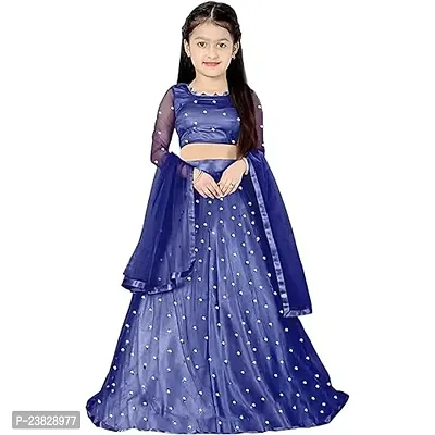 Femisha Creation Girl's Net Semi-Stitched Lehenga Choli (FC_K_Bindi_Blue_12 Years-13 Years)-thumb0