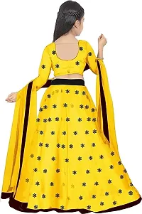 Femisha Creation Kids Net Embrodaried Semi Stitched Lehenga Choli With Dupatta (11-12 Years, Yellow)-thumb1