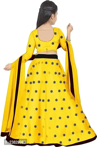 Femisha Creation Kids Net Embrodaried Semi Stitched Lehenga Choli With Dupatta (11-12 Years, Yellow)-thumb2