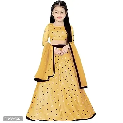 Femisha Creation Girl's Net Semi-stitched lehenga choli (FC_K_Bindi_Yellow_11 Years-12 Years)