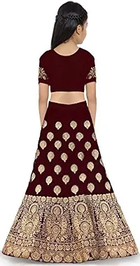 Femisha Creation Taffeta Satin Girls Lehenga Choli(6-7 Years, Maroon)-thumb1