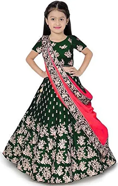 Girl's Silk Semi-stitched Lehenga Choli