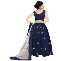 Femisha Creation Girls Lehenga Choli Party Wear Embroidered Lehenga, Choli and Dupatta Set (Blue, Pinky)-thumb1