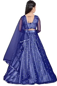 Femisha Creation Girls Soft Net Latest Embroidered Lehenga Choli (13-14 Years, Blue)-thumb1