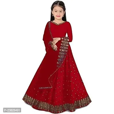 Femisha Creation Girls Lehenga Choli (4-5 Years, Red)