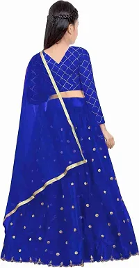 Femisha Creation Girls Multi Net Simple Designer Semi Stitched Lehenga Choli (5-6 Years, Royal)-thumb1