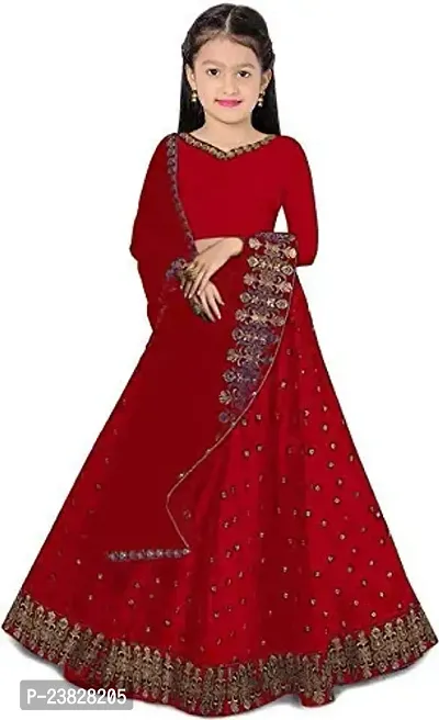 Femisha Creation Girls Lehenga Choli (3-4 Years, Red)-thumb0