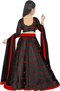 Femisha Creation Kids Net Embrodaried Semi Stitched Lehenga Choli With Dupatta (11-12 Years, Black)-thumb1