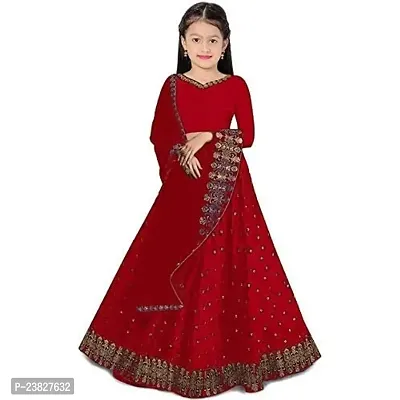 Femisha Creation Satin Embroidered Girls Lehenga Choli-thumb0