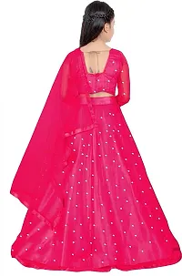 Femisha Creation Girl's Net Semi-Stitched Lehenga Choli Width Dupatta (12-13 Years, Pink)-thumb1