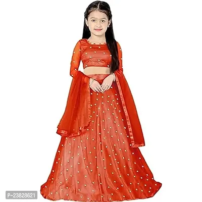 Femisha Creation Girl's Net Semi-stitched lehenga choli (FC_K_Bindi_Red_11 Years-12 Years)-thumb0