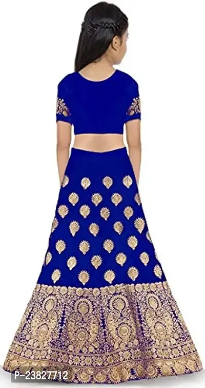 Femisha Creation Taffeta Satin Girls Lehenga Choli (14-15 Years, Royal Blue)-thumb2