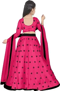 Femisha Creation Kids Net Embrodaried Semi Stitched Lehenga Choli With Dupatta (9-10 Years, Pink)-thumb1