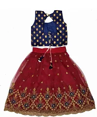 Femisha Creation Kids Girl's Net Readymade Lehenga Choli (7-8, Maroon)-thumb1