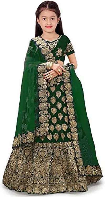 Girl's Silk Semi-stitched Lehenga Choli