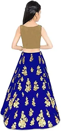 Femisha Creation Taffeta Satin Girls Lehenga Choli (3-4 Years, Royal Blue)-thumb1