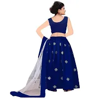 Femisha Creation Girls' Satin Lehenga Choli (K_Silver_Butti_Royal_Royal Blue_9-10 Years)-thumb1