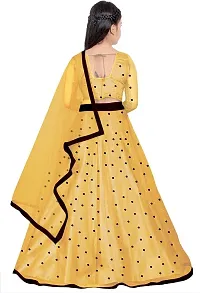 Femisha Creation Girl's Net Semi-Stitched Lehenga Choli Width Dupatta (6-7 Years, Yellow)-thumb1