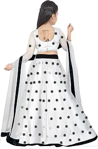 Femisha Creation Kids Net Embrodaried Semi Stitched Lehenga Choli With Dupatta (11-12 Years, White)-thumb1