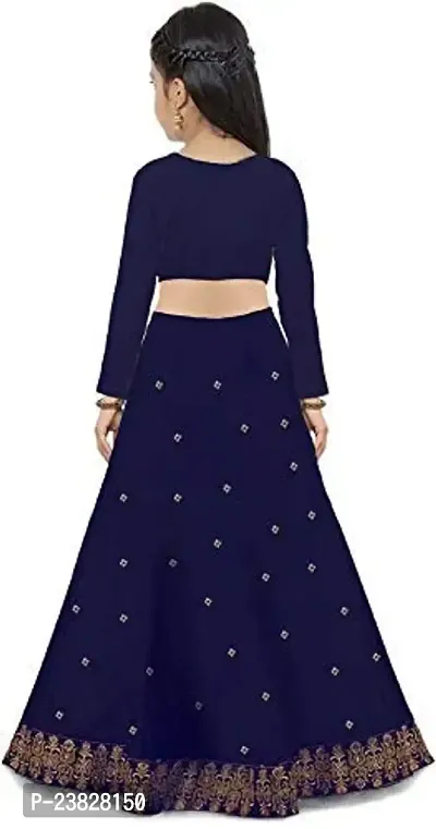 Femisha Creation Girls Lehenga Choli (10-11 Years, Navy Blue)-thumb2