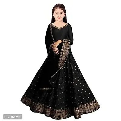 Femisha Creation Girls Lehenga Choli (5-6 Years, Black)