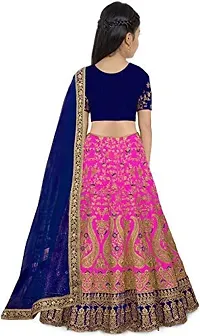 Femisha Creation Girls Taffeta Silk Semi-Stitched Lehenga Choli For Embroidered Worked and Net Dupatta (4-5 Years, Pink)-thumb1