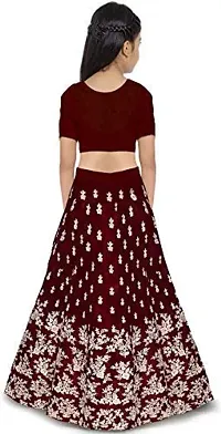 Femisha Creation Girls Embroidered Lehenga, Choli and Dupatta Set (3-4 Years, Maroon)-thumb1