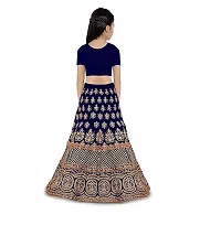 Femisha Creation Satin Kids Girls Lehenga Choli (14-15 Years, Blue)-thumb1